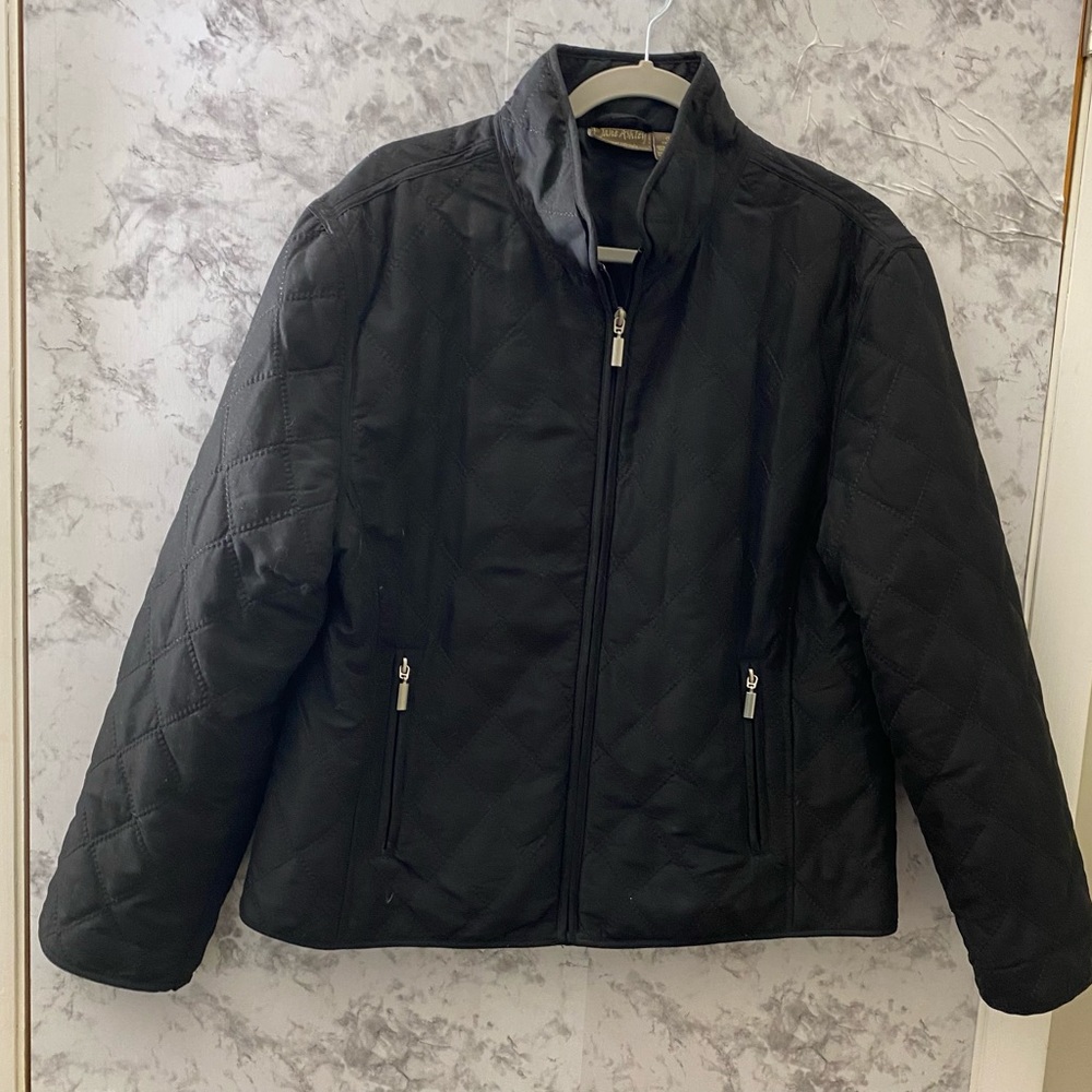 Large Black Jane Ashley Lightweight Quilted Puffer Jacket